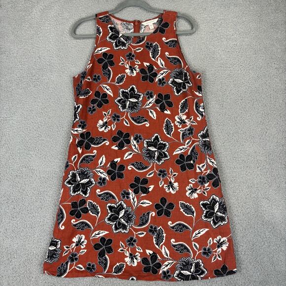 Garnet Hill Dresses & Skirts - Garnet Hill Linen Dress 6 Beachy Floral Natural Pockets Sleeveless Resort 2022
